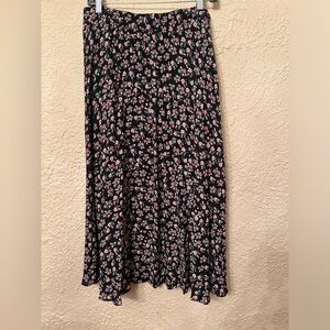 Max Studio Pleated Maxi Skirt Plus Size XL Black pink Floral NWOT